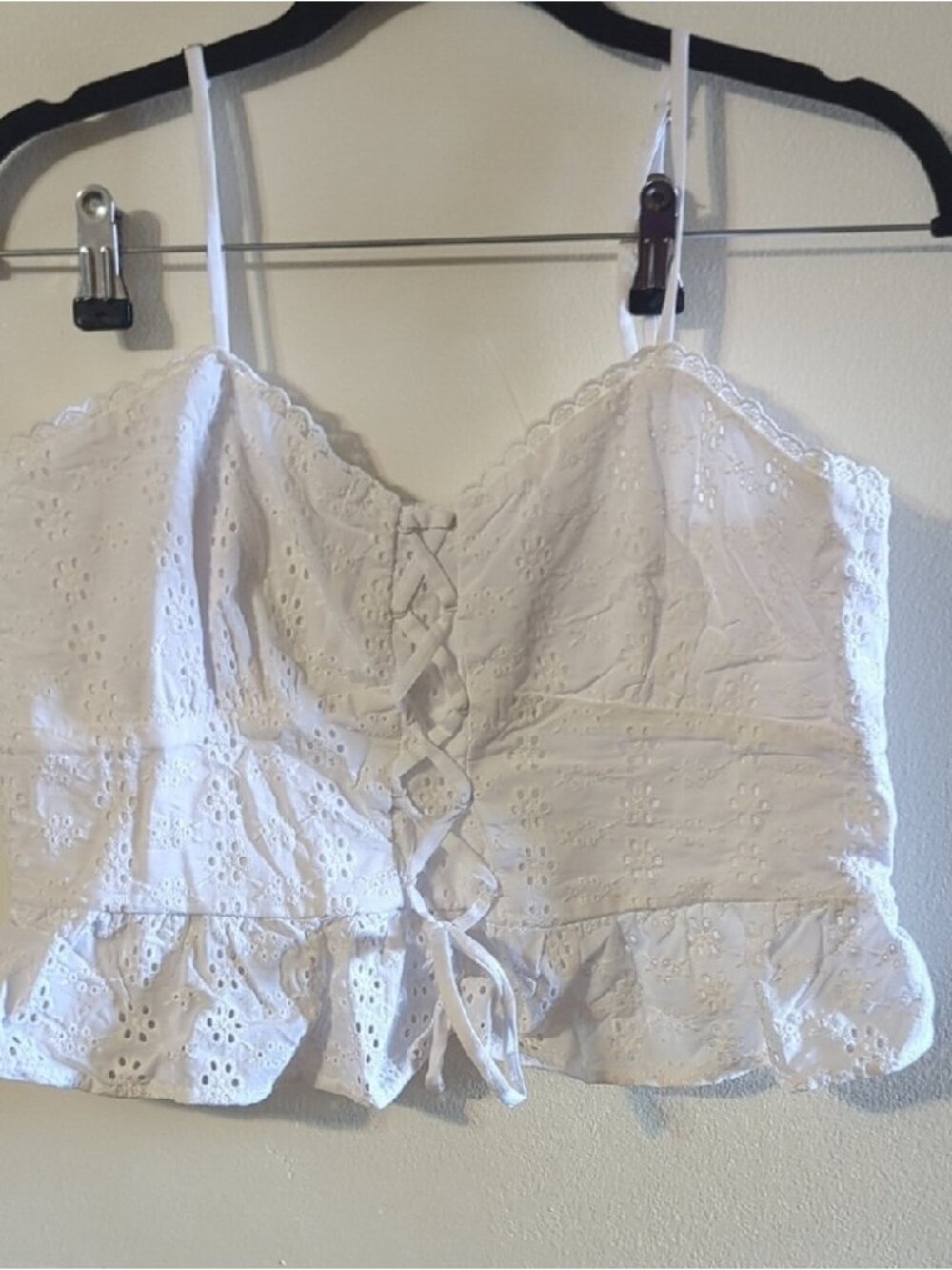 White Lace-Up Crop Top